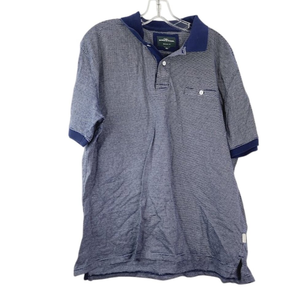 Rodd & Gunn Men's Navy Gray Striped Short Sleeve Original Fit Polo Shirt Sz 2XL